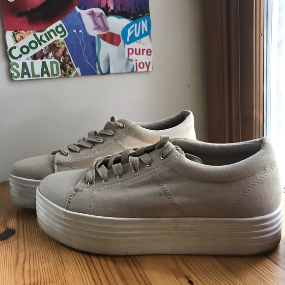 beige platform sneakers